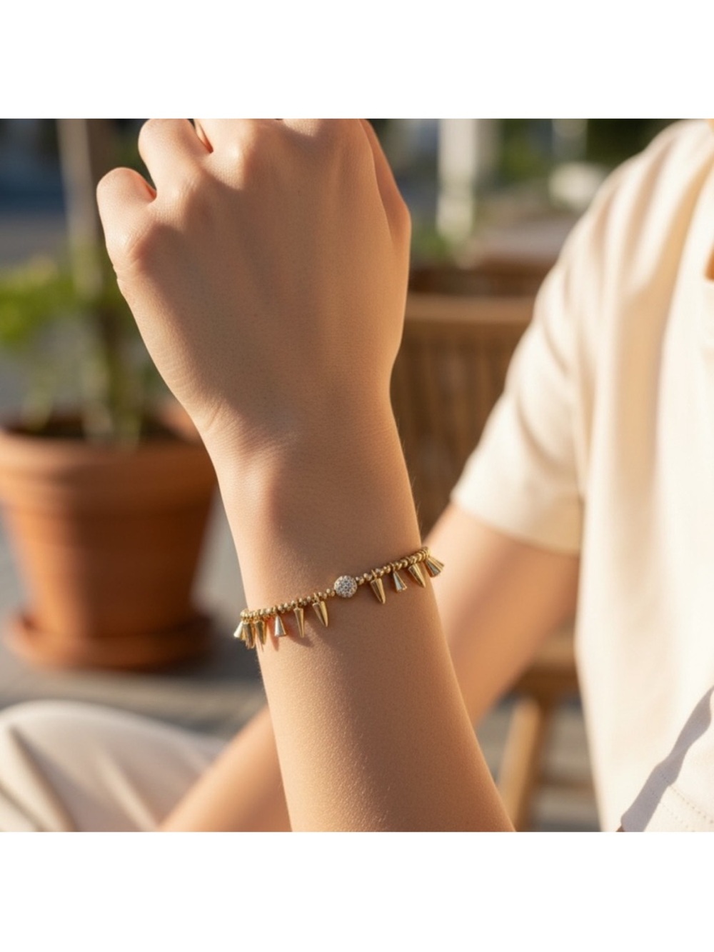 Gold Spike Charm Bracelet - Women Jewelry
